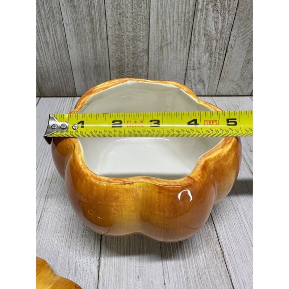 Vtg Ceramic Orange Pumpkin Jar with Lid 5" DIA Tien Hsing Int'l Trading Co. - Picture 7 of 12